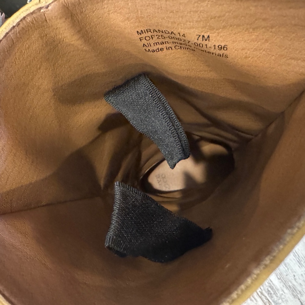 FRYE & CO MIRANDA 14 VEGAN ANTIQUED LEATHER CAMPUS BANANA KNEE HIGH TALL BOOT - Picture 11 of 16